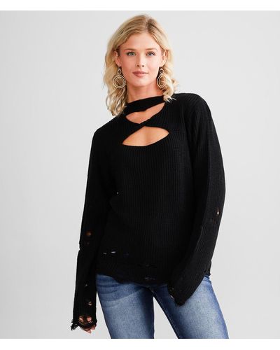 Daytrip Destructed Sweater - Black