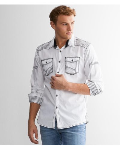 Buckle Black Embroidered Athletic Shirt - White