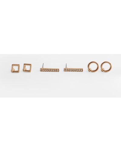 BKE Geometric Earring Set - Metallic