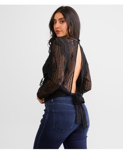 Daytrip Open Back Tie Crochet Top - Blue