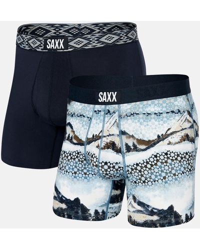 Saxx Underwear Co. Ultra Super Soft 2 Pack Stretch Boxer Briefs - Blue