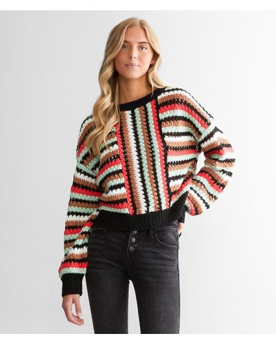 Gilded Intent Multi Striped Sweater - Red