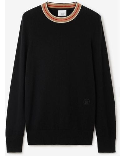 Burberry Stripe Collar Cashmere Sweater - Black
