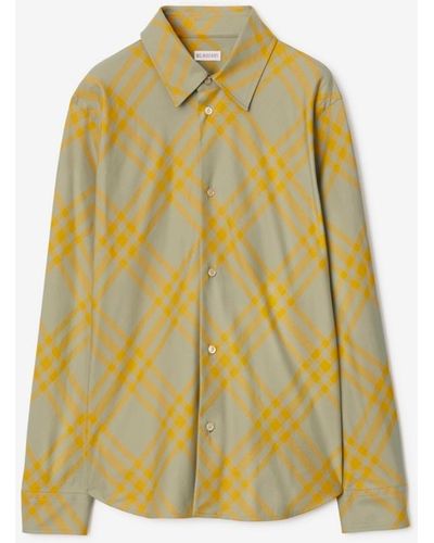 Burberry Check Cotton Shirt - Yellow