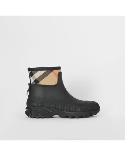 Burberry House Check Panel Rain Boots - Black