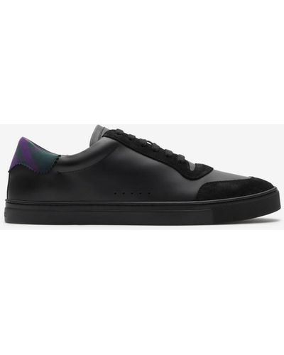 Burberry Sneakers en cuir et coton Check - Noir