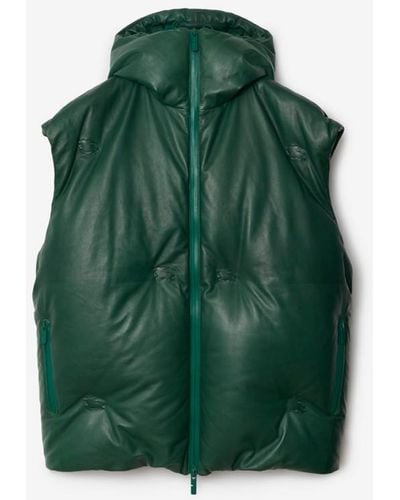 Burberry Leather Padded Gilet - Green