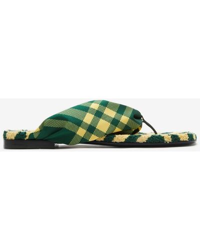 Burberry Check Pool Slides - Green