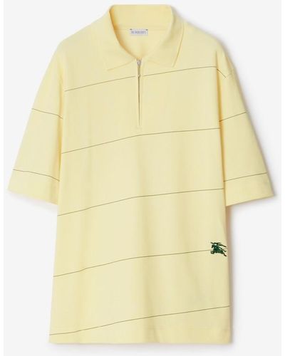 Burberry Striped Cotton Polo Shirt - Yellow