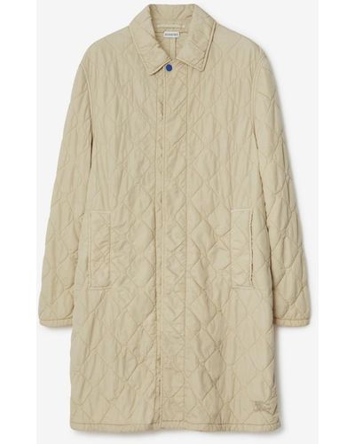 Burberry Mid-length Quilted Nylon Car Coat - Natural