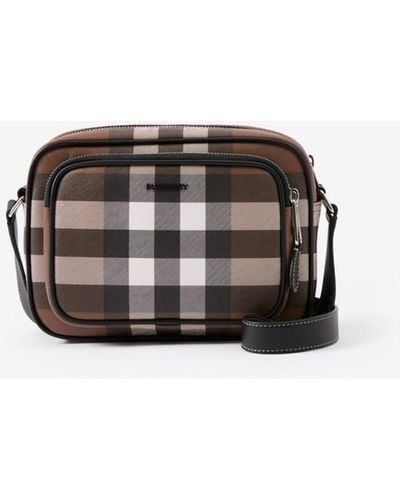 Men Shoulder Crossbody Bag Fashion Luxury Plaid Designer Leather Square Bag