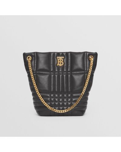 Burberry Quilted Leather Medium Lola Bucket Bag - Black