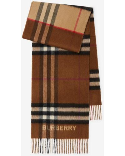 Burberry Contrast Check Cashmere Scarf - Brown