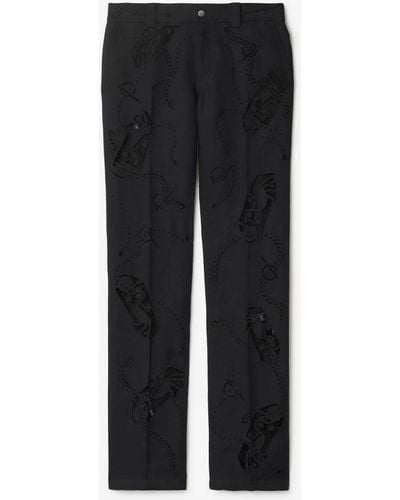 Burberry Broderie Anglaise Canvas Trousers - Black