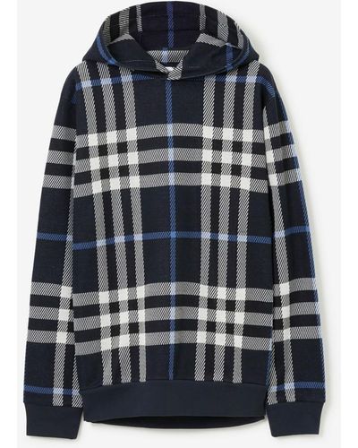 Burberry Check Cotton Hoodie - Blue