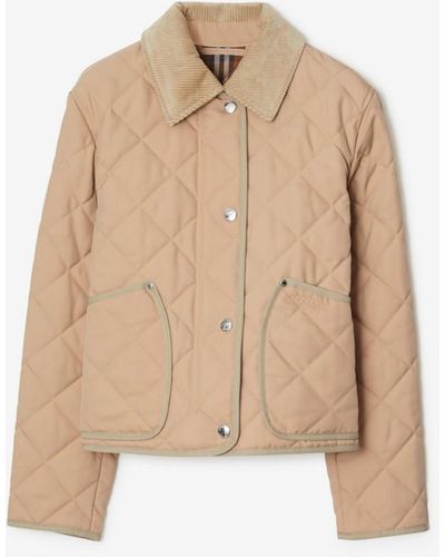 Burberry Quilted Cropped Barn Jacket - Natural