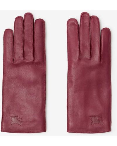 Burberry Leather Gloves - Red