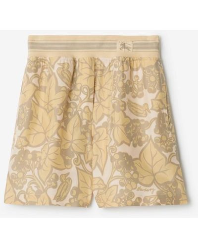Burberry Ivy Silk Shorts - Natural