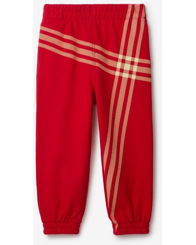 Burberry Check Cotton Jogging Pants - Red