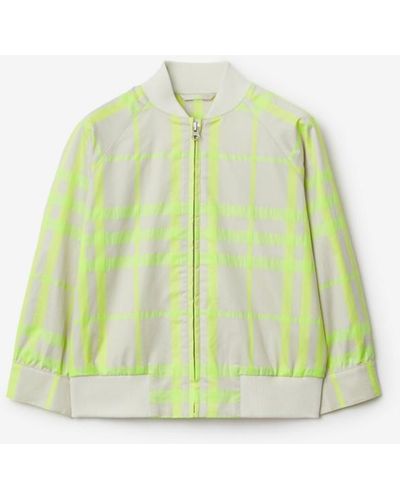 Burberry Check Cotton Blend Bomber Jacket - Green