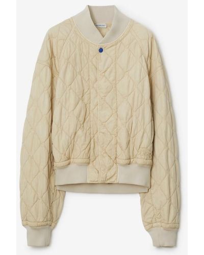 Burberry Quilted Nylon Bomber Jacket - Natural