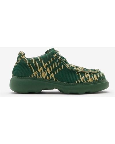Burberry Check Woven Creeper Shoes - Green