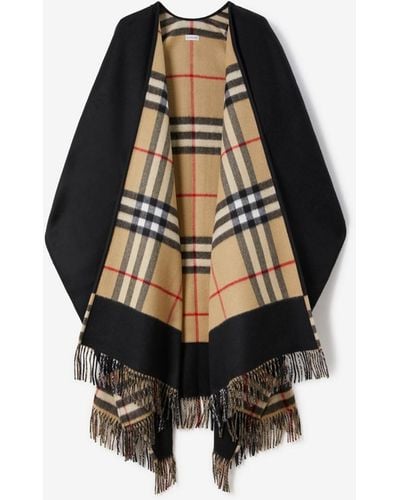 Burberry Cape en laine et cachemire Check - Noir