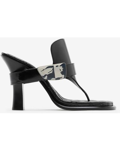 Burberry Leather Bay Sandals - Black