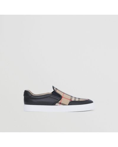 Burberry Leather And Vintage Check Slip-on Sneakers - Multicolor