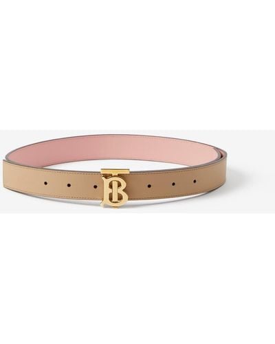 Burberry Leather Reversible Tb Belt - Pink