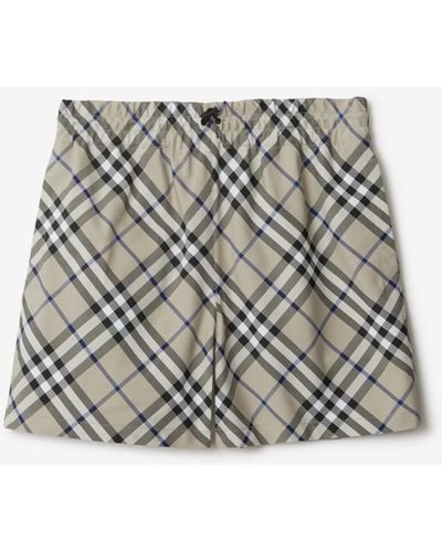 Burberry Check Shorts - Gray