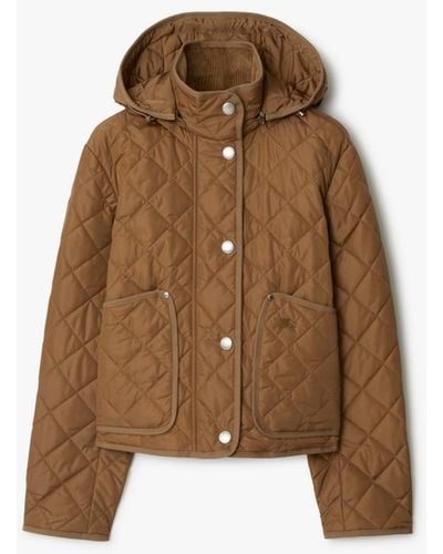 Burberry Cropped Quilted Nylon Jacket - Brown