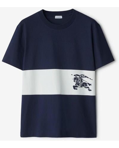 Burberry Ekd Stripe Cotton T-shirt - Blue