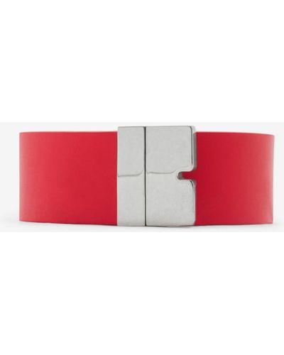 Burberry Reversible Leather B Cut Belt - Red
