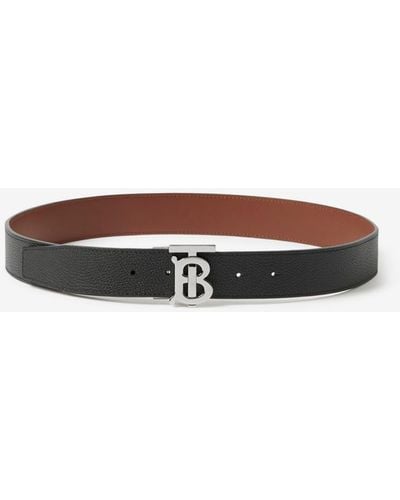 Burberry Leather Reversible Wide Tb Belt - Black