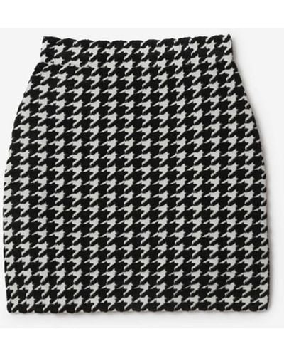 Burberry Houndstooth Nylon Blend Mini Skirt - Black