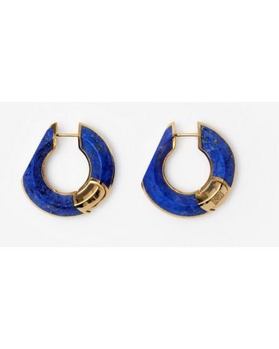 Burberry Lapis Large Hollow Hoop Earrings - Blue