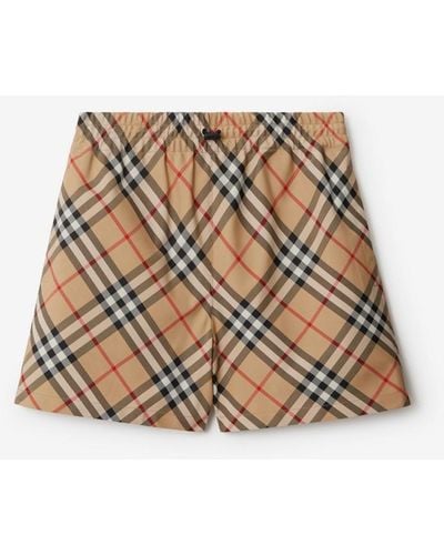 Burberry Check Shorts - Natural