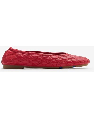 Burberry Leather Sadler Ballerinas - Red