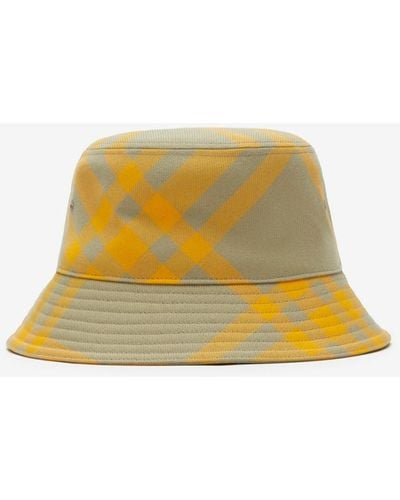 Burberry Check Wool Blend Bucket Hat - Yellow
