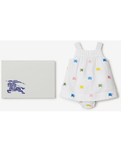 Burberry Ekd Cotton Dress With Bloomers - White