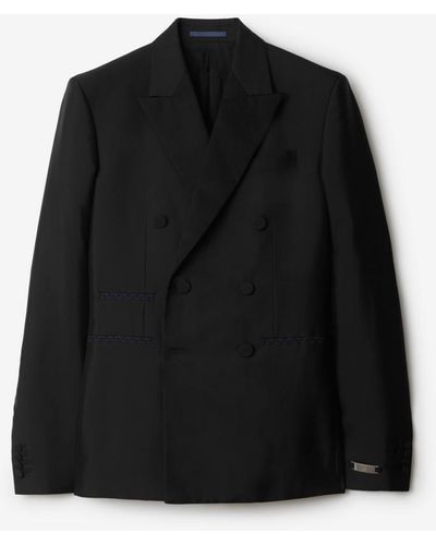 Burberry Wool Silk Tailored Jacket - Black