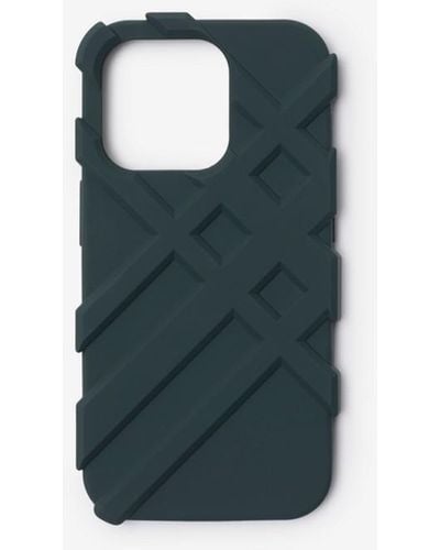 Burberry Check Iphone 15 Pro Case - Blue