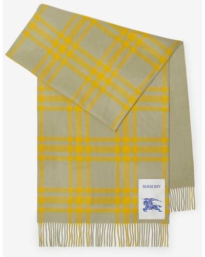 Burberry Reversible Check Cashmere Scarf - Yellow