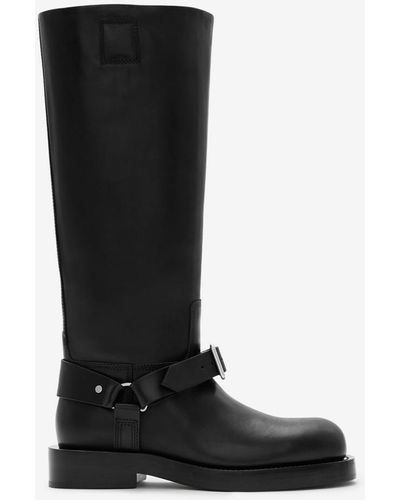 Burberry Leather Saddle Tall Boots - Black