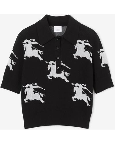 Burberry Poloshirt aus Baumwolle und Seide mit EKD-Motiven - Schwarz
