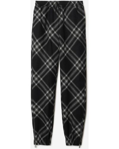 Burberry Check Wool Jogging Trousers - Black