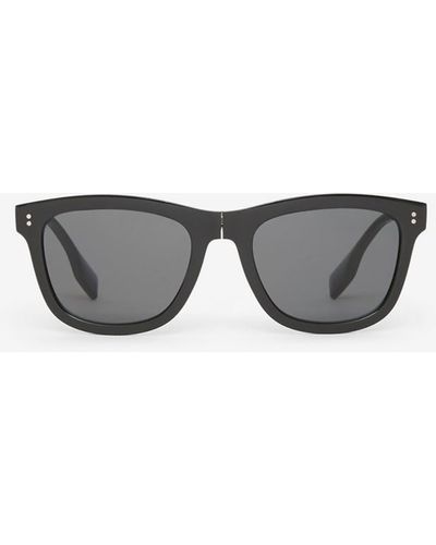 Burberry Faltbare Sonnenbrille mit eckiger Fassung - Grau