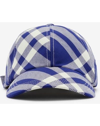 Burberry Check Wool Blend Baseball Cap - Blue