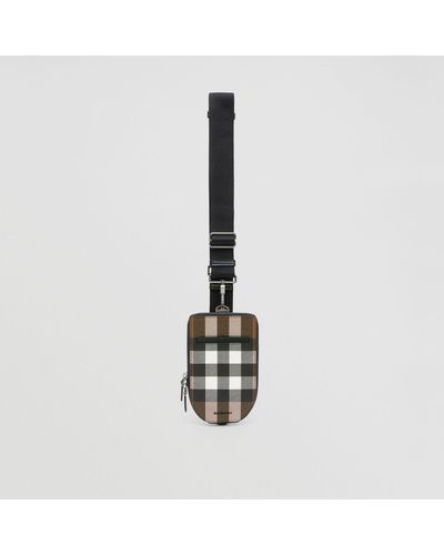 Burberry Check And Leather Crossbody Phone Case - Brown